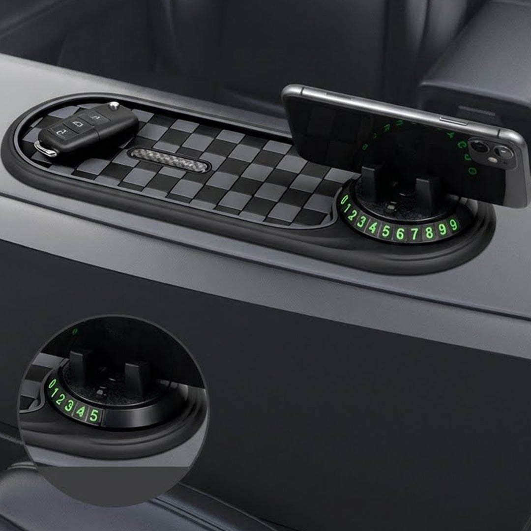 Non-Slip Dashboard Mat with Phone Holder & Parking Number