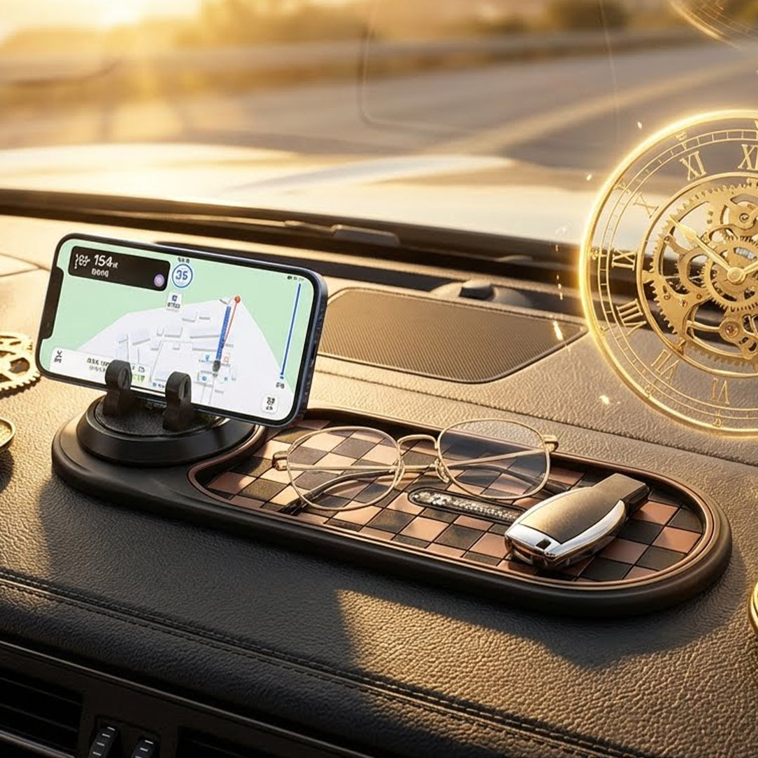 Non-Slip Dashboard Mat with Phone Holder & Parking Number