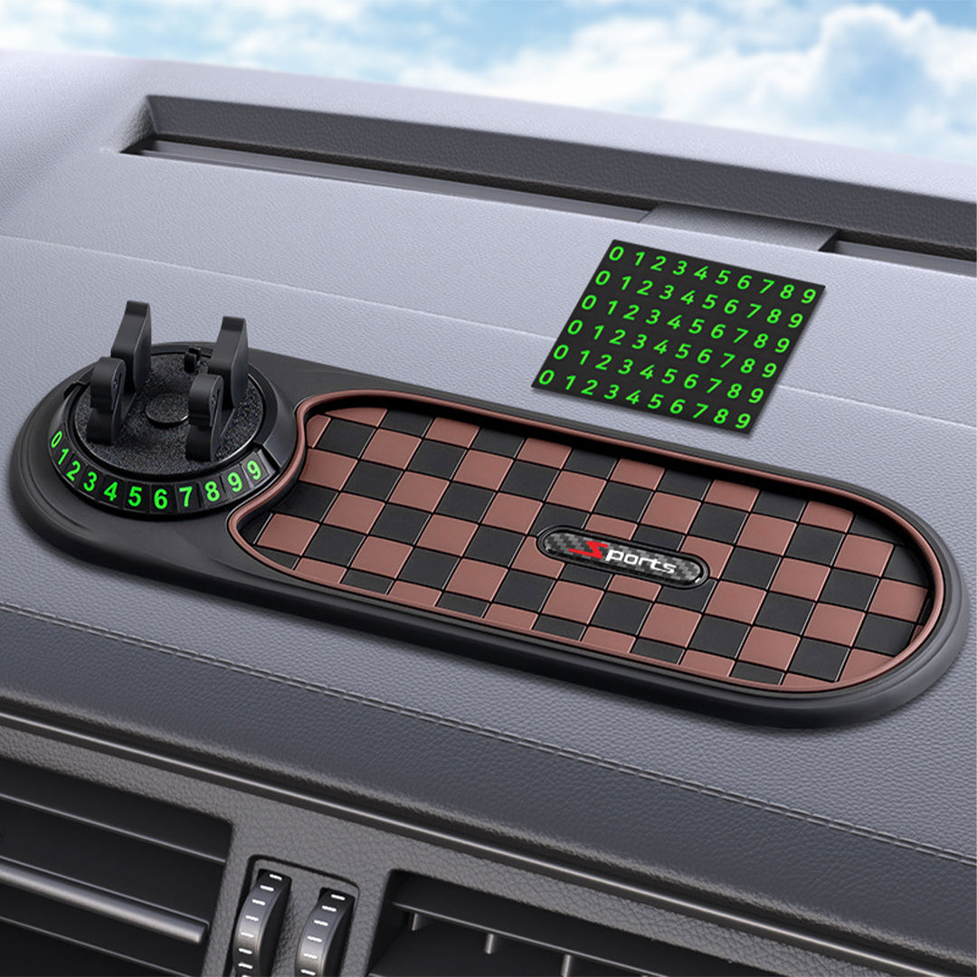 Non-Slip Dashboard Mat with Phone Holder & Parking Number
