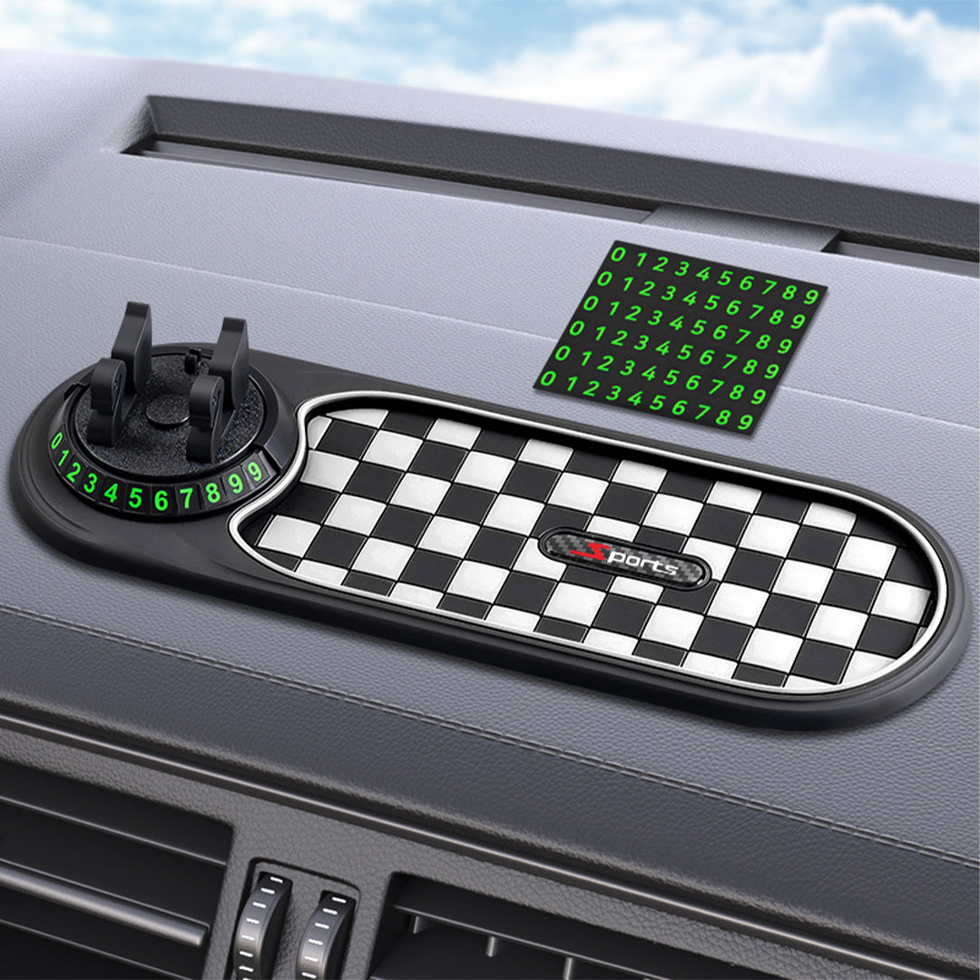 Non-Slip Dashboard Mat with Phone Holder & Parking Number