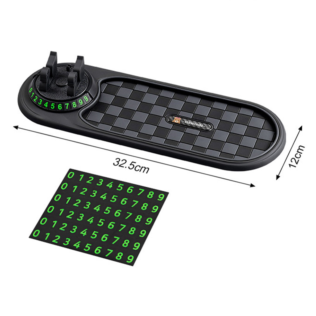Non-Slip Dashboard Mat with Phone Holder & Parking Number